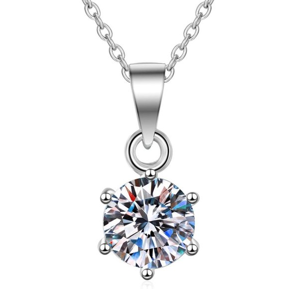 Certified 3 ct. t.w. Diamond Moissanite Solitaire Necklace NEW - Picture 2 of 9